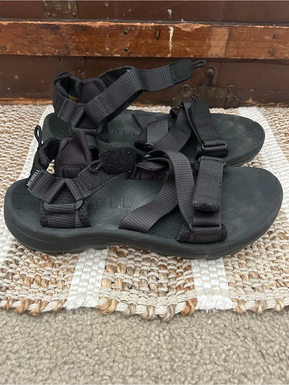 Merrell Black Outdoor Strappy Sandals